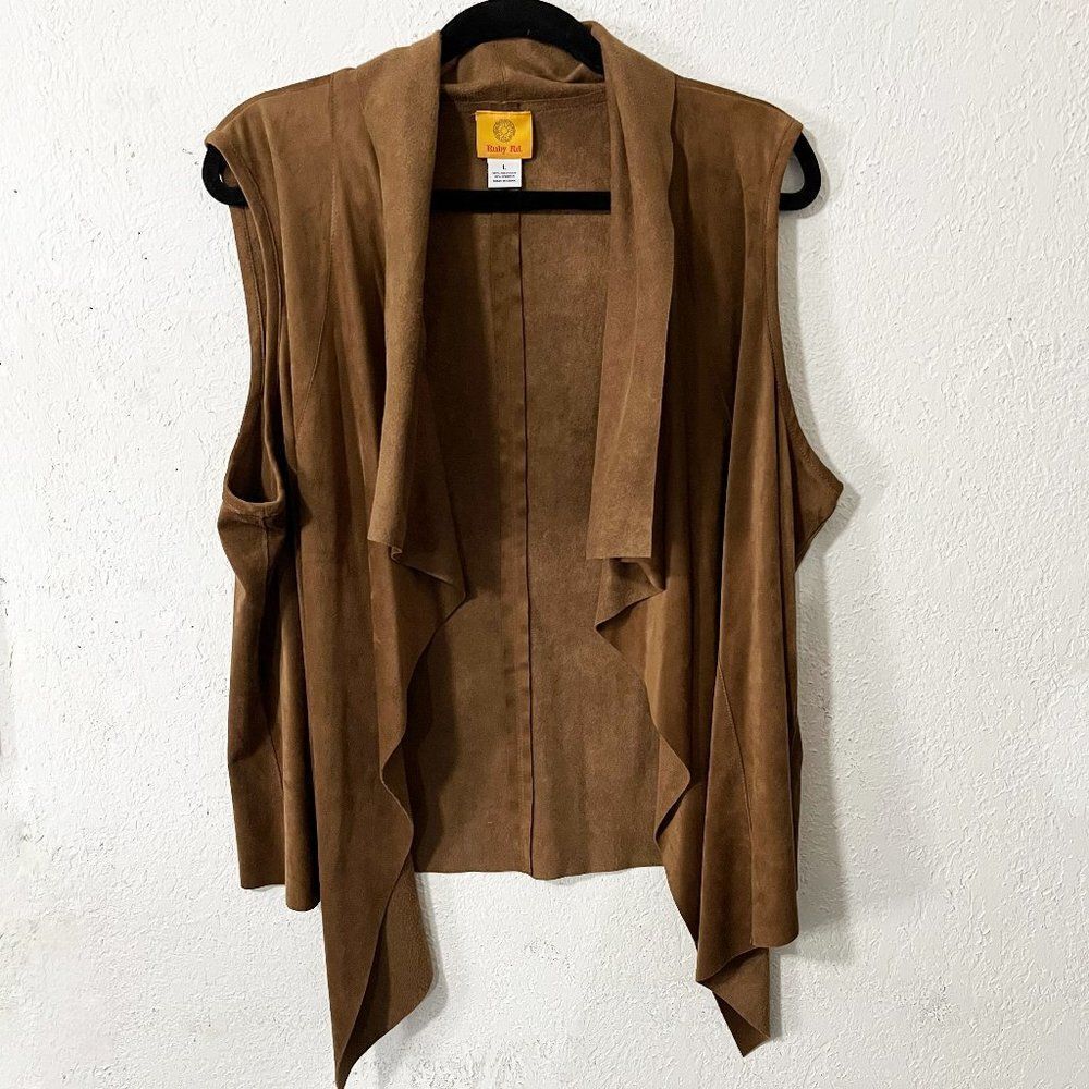 Ruby Rd. Faux-Suede Boho‎ Vest Large NWOT